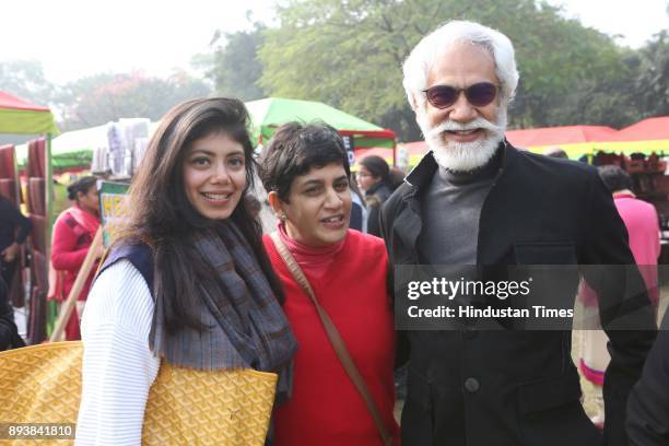 Designer Tanira Sethi Dang, Tamana Chona and FDCI President Sunil Sethi during the Winter Carnival 2017 organised by NGO Tamanna, at the Residence of...