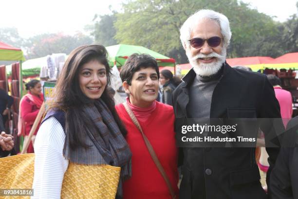 Designer Tanira Sethi Dang, Tamana Chona and FDCI President Sunil Sethi during the Winter Carnival 2017 organised by NGO Tamanna, at the Residence of...