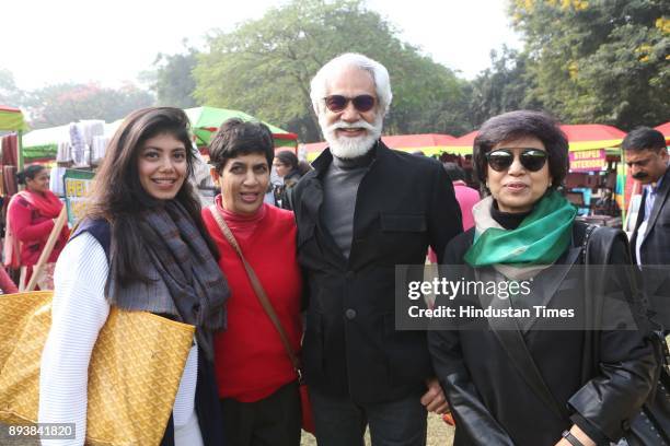 Designer Tanira Sethi Dang, Tamana Chona and FDCI President Sunil Sethi and Bharti Sethi during the Winter Carnival 2017 organised by NGO Tamanna, at...