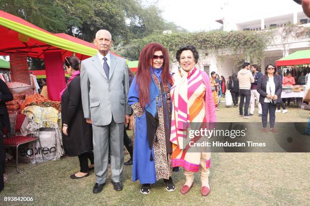 Maj. Gen. WS Chona , Shahnaz Husain and Shayama Chona during the Winter Carnival 2017 organised by NGO Tamanna, at the Residence of British High...