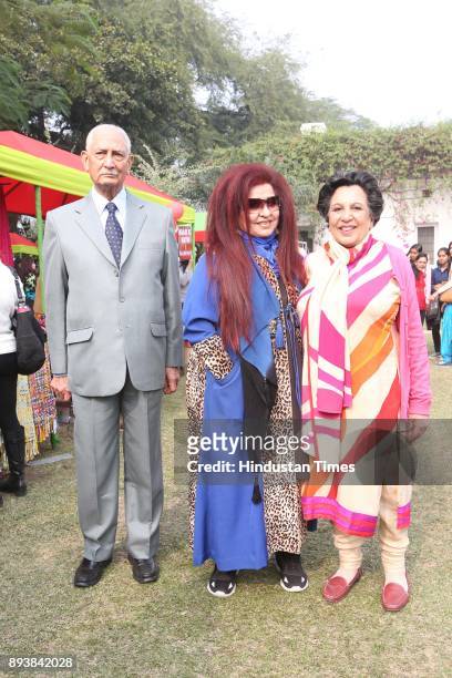 Maj. Gen. WS Chona , Shahnaz Husain and Shayama Chona during the Winter Carnival 2017 organised by NGO Tamanna, at the Residence of British High...