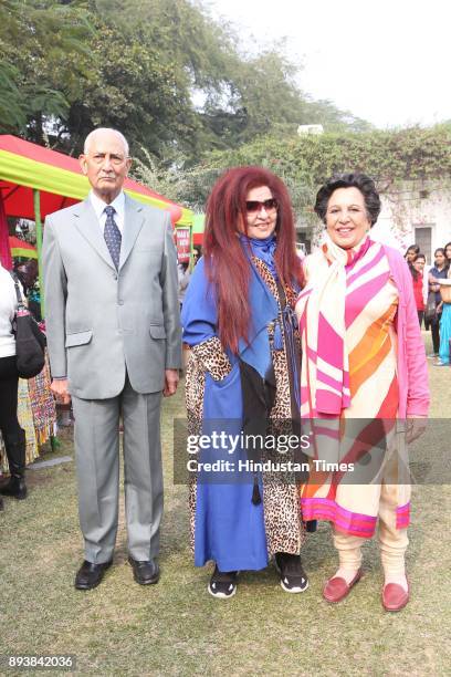 Maj. Gen. WS Chona , Shahnaz Husain and Shayama Chona during the Winter Carnival 2017 organised by NGO Tamanna, at the Residence of British High...