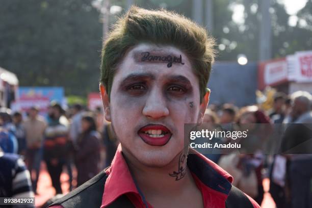 Participants attend the Delhi Comic Con sponsored by Maruti Suzuki with their costumes in New Delhi, India on December 16, 2017.