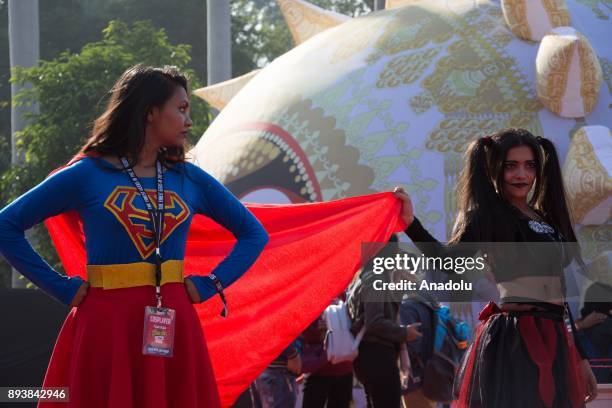 Participants attend the Delhi Comic Con sponsored by Maruti Suzuki with their costumes in New Delhi, India on December 16, 2017.