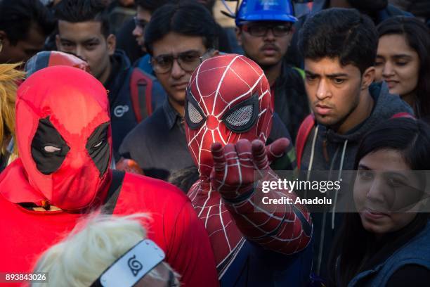 Participants attend the Delhi Comic Con sponsored by Maruti Suzuki with their costumes in New Delhi, India on December 16, 2017.