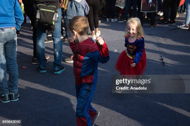 Participants attend the Delhi Comic Con sponsored by Maruti Suzuki with their costumes in New Delhi, India on December 16, 2017.