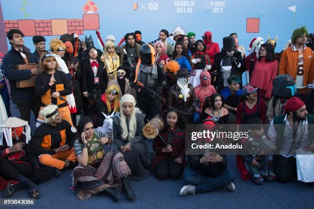 Participants attend the Delhi Comic Con sponsored by Maruti Suzuki with their costumes in New Delhi, India on December 16, 2017.