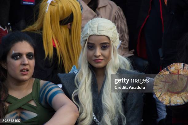 Participants attend the Delhi Comic Con sponsored by Maruti Suzuki with their costumes in New Delhi, India on December 16, 2017.