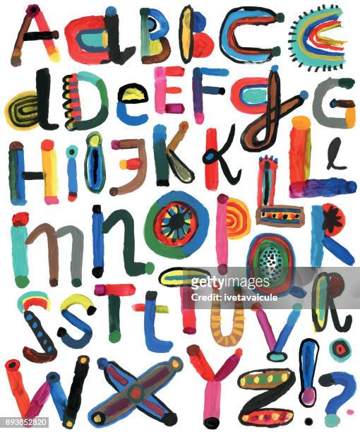 ilustrações de stock, clip art, desenhos animados e ícones de set of painted alphabet letters - letter