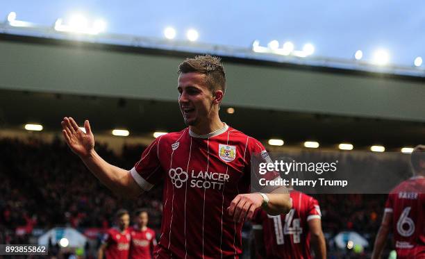 Joe Bryan of Bristol City celebrates after scoring his sides second goal during the Sky Bet Championship match between Bristol City and Nottingham...