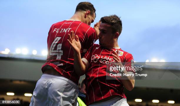 Joe Bryan of Bristol City celebrates after scoring his sides second goal with Aden Flint of Bristol City during the Sky Bet Championship match...