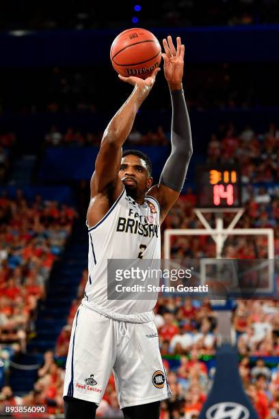 Perrin Buford of the Bullets shoots a free throw during the round 10 NBL match between the Perth Wildcats and the Brisbane Bullets at Perth Arena on...