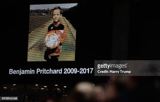 Message his displayed on the big screen honouring the life of a young Bristol City fan who sadly passed away during the Sky Bet Championship match...