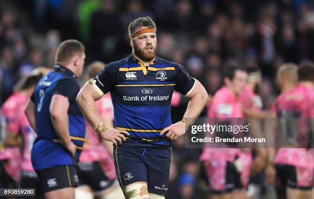 Dublin , Ireland - 16 December 2017; Sean O'Brien of Leinster reacts after Exeter Chiefs scored their second try during the European Rugby Champions...