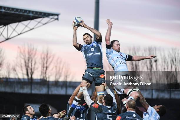 Yannick Caballero of Castres during the European Champions Cup match between Racing 92 and Castres at Stade Yves Du Manoir on December 16, 2017 in...