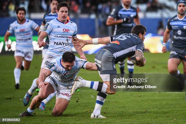Camille Chat of Racing and Julien Caminati of Castres during the European Champions Cup match between Racing 92 and Castres at Stade Yves Du Manoir...