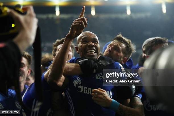 Naldo of Schalke celebrates after he scored a goal to make it 2:2 during the Bundesliga match between Eintracht Frankfurt and FC Schalke 04 at...