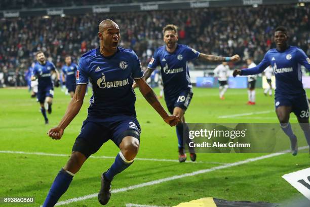 Naldo of Schalke celebrates after he scored a goal to make it 2:2 during the Bundesliga match between Eintracht Frankfurt and FC Schalke 04 at...