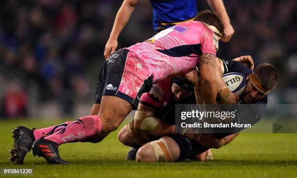 Dublin , Ireland - 16 December 2017; Sean O'Brien of Leinster is tackled by Ben Moon of Exeter Chiefs during the European Rugby Champions Cup Pool 3...