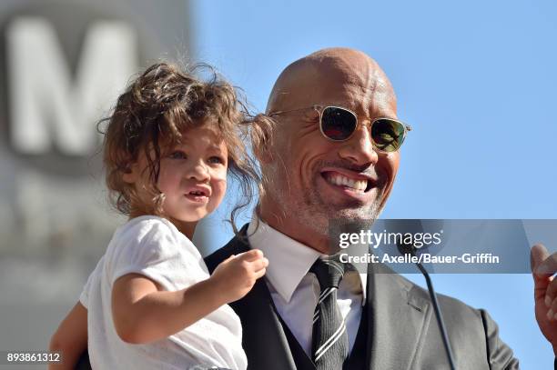 Actor Dwayne Johnson and daughter Jasmine Johnson attend the ceremony honoring Dwayne Johnson with star on the Hollywood Walk of Fame on December 13,...