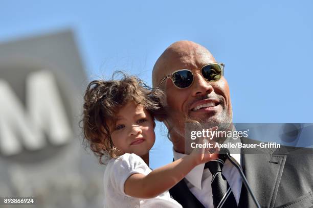 Actor Dwayne Johnson and daughter Jasmine Johnson attend the ceremony honoring Dwayne Johnson with star on the Hollywood Walk of Fame on December 13,...