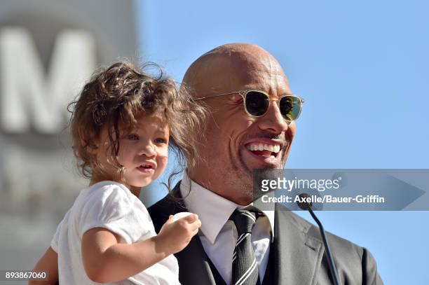 Actor Dwayne Johnson and daughter Jasmine Johnson attend the ceremony honoring Dwayne Johnson with star on the Hollywood Walk of Fame on December 13,...