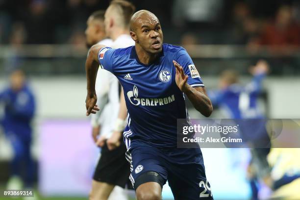 Naldo of Schalke celebrates after he scored a goal to make it 2:2 during the Bundesliga match between Eintracht Frankfurt and FC Schalke 04 at...