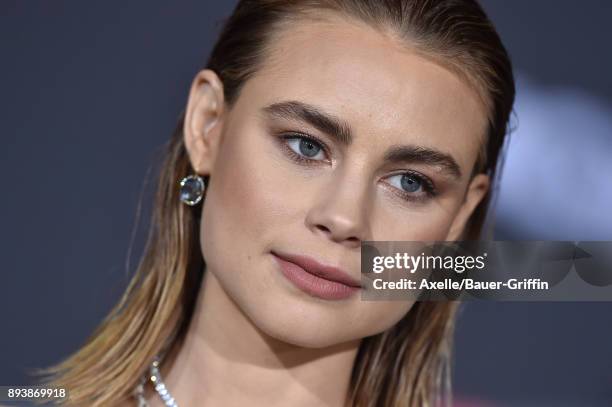 Actress Lucy Fry arrives at the premiere of Netflix's 'Bright' at Regency Village Theatre on December 13, 2017 in Westwood, California.