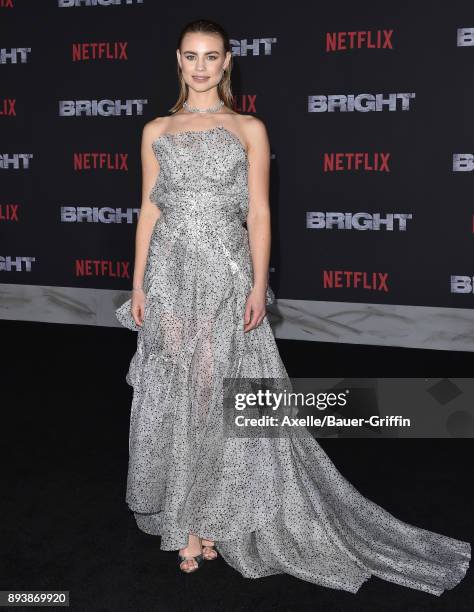 Actress Lucy Fry arrives at the premiere of Netflix's 'Bright' at Regency Village Theatre on December 13, 2017 in Westwood, California.