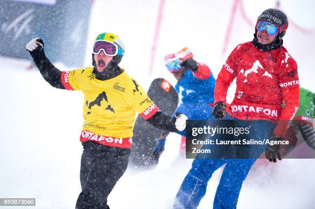 Jarryd Hughes of Australia takes joint 1st place, Alessandro Haemmerle of Austria takes 2nd place during the FIS Freestyle Ski World Cup, Men's and...