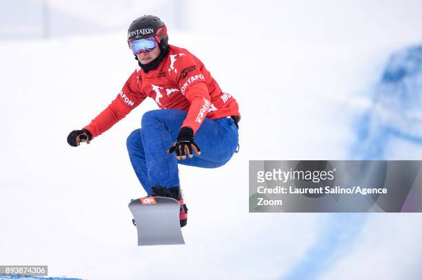 Alessandro Haemmerle of Austria takes 2nd place during the FIS Freestyle Ski World Cup, Men's and Women's Ski Snowboardcross on December 16, 2017 in...