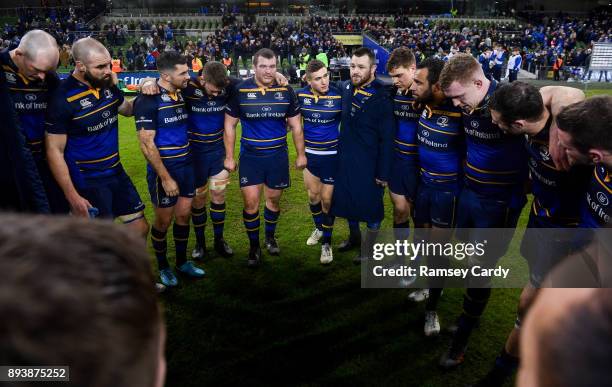 Dublin , Ireland - 16 December 2017; Leinster players, from left, Devin Toner, Scott Fardy, Rob Kearney, Sean O'Brien, Jack McGrath, Jordan Larmour,...