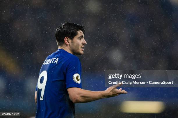 Chelsea's Alvaro Morata during the Premier League match between Chelsea and Southampton at Stamford Bridge on December 16, 2017 in London, England.