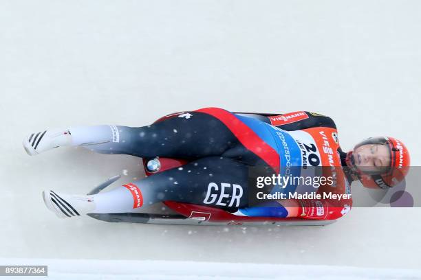 Dajana Eitberger of Germany completes her second run in the Women's competition of the Viessmann FIL Luge World Cup at Lake Placid Olympic Center on...