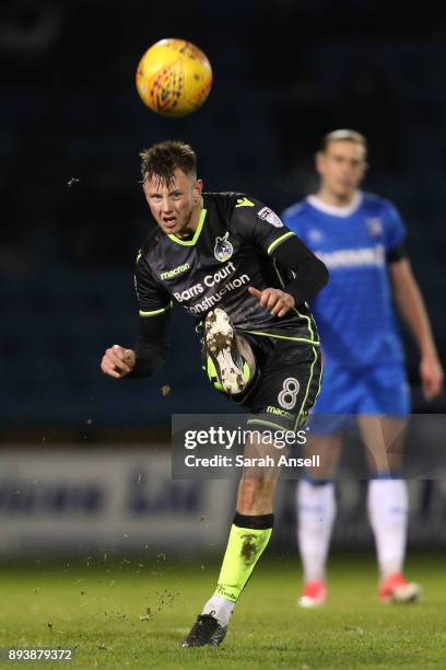 Ollie Clarke of Bristol Rovers crosses the ball during the Sky Bet League One match between Gillingham and Bristol Rovers at Priestfield Stadium on...