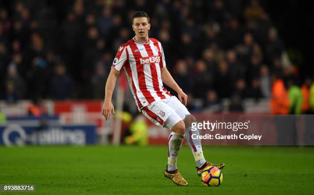 Kevin Wimmer of Stoke City during the Premier League match between Stoke City and West Ham United at Bet365 Stadium on December 16, 2017 in Stoke on...