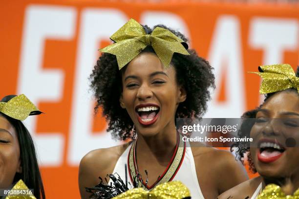 Grambling State Tiger cheerleader during the bowl game between the North Carolina A&T Aggies and the Grambling State Tigers on December 16, 2017 at...