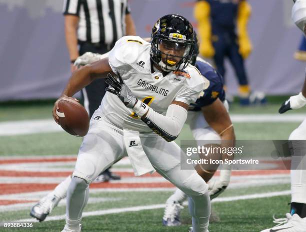 Devante Kincade scrambles during the bowl game between the North Carolina A&T Aggies and the Grambling State Tigers on December 16, 2017 at Mercedes-...
