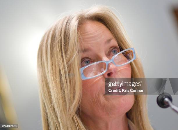 Actress Bo Derek speaks during a House Natural Resources Committee hearing on insular affairs, oceans and wildlife at the Longworth House Office...