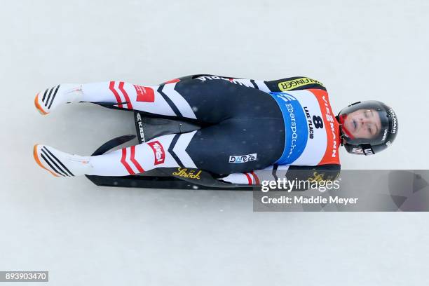 Birgit Platzer of Austria completes her second run in the Women's competition of the Viessmann FIL Luge World Cup at Lake Placid Olympic Center on...