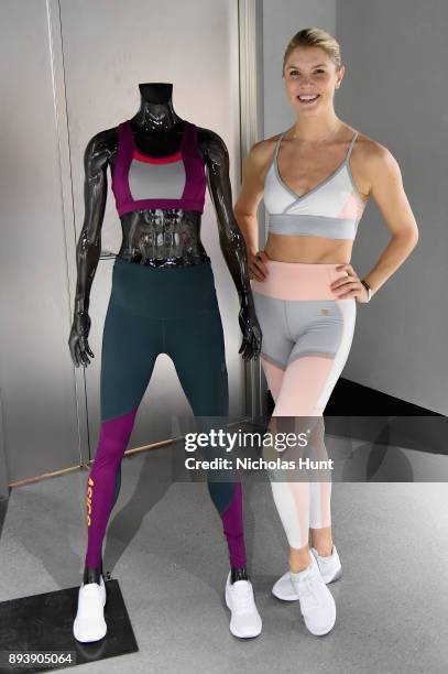 Fitness trainer and founder of The Rope Amanda Kloots holds a workout class at the new ASICS Flagship store on December 16, 2017 in New York City.