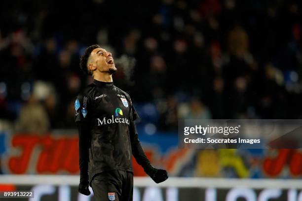 Younes Namli of PEC Zwolle celebrates the victory during the Dutch Eredivisie match between Willem II v PEC Zwolle at the Koning Willem II Stadium on...