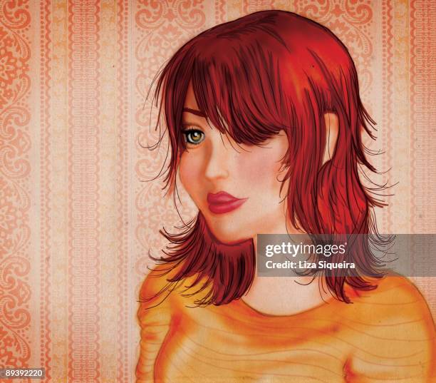 red hair girl - pastel coloured stock illustrations