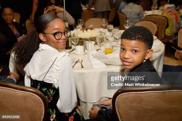 Marsai Martin and Lonnie Chavis attend the 49th NAACP Image Awards Nominees' Luncheon at The Beverly Hilton Hotel on December 16, 2017 in Beverly...