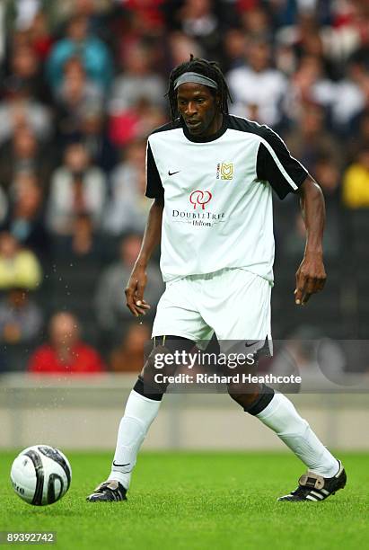 Ugo Ehiogu of MK Dons controls the ball during the pre season friendly match between MK Dons and Wolverhampton Wanderers at Stadiummk on July 28,...