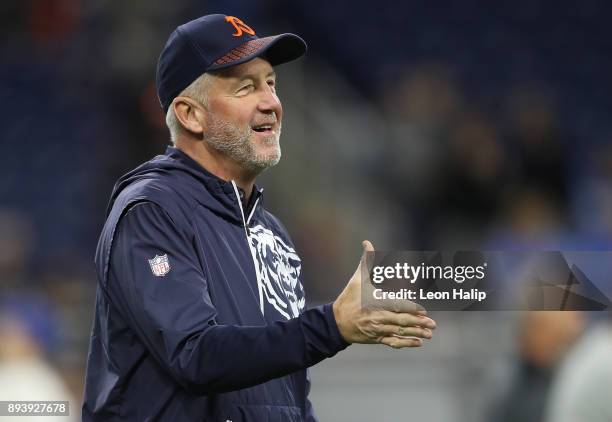 Head coach John Fox of the Chicago Bears on the field before the game against the Detroit Lions at Ford Field on December 16, 2017 in Detroit,...