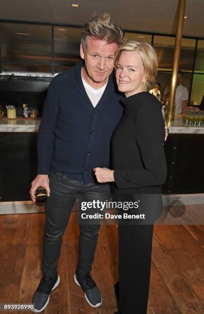 Gordon Ramsay and Ruth Kennedy, Lady Dundas, attend Alexander Dundas's 18th birthday party hosted by Lord and Lady Dundas on December 16, 2017 in...