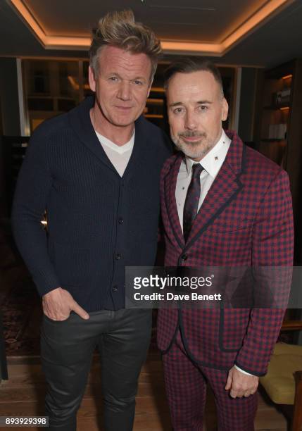 Gordon Ramsay and David Furnish attend Alexander Dundas's 18th birthday party hosted by Lord and Lady Dundas on December 16, 2017 in London, England.