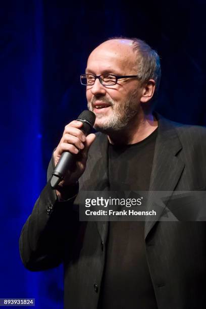 German comedian and singer Hans Werner Olm performs live on stage during a concert at the Ernst-Reuter-Saal on December 16, 2017 in Berlin, Germany.