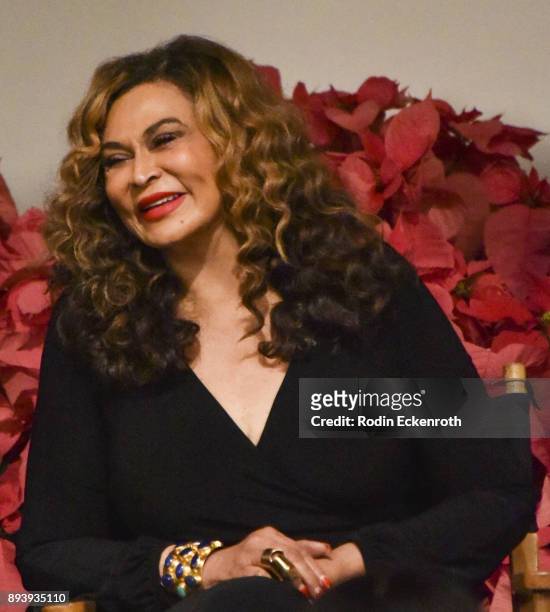 Designer/philanthropist Tina Knowles-Lawson speaks onstage at the 6th Annual Ladylike Day at UCLA Panel and Program at UCLA on December 16, 2017 in...